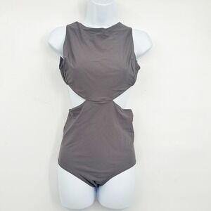 Rick Owens Womens Vicious S/S 14 Cut Out Avant Garde One Piece Swimsuit Gray